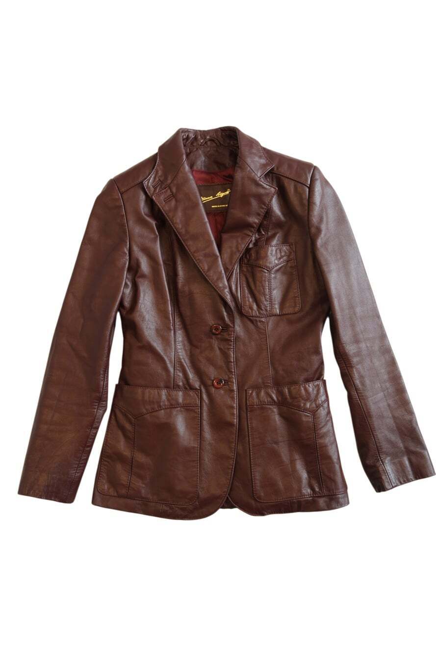 Vintage Etienne Aigner Burgundy Genuine Leather Blazer Jacket Size 8 70s 80s - Picture 2 of 11